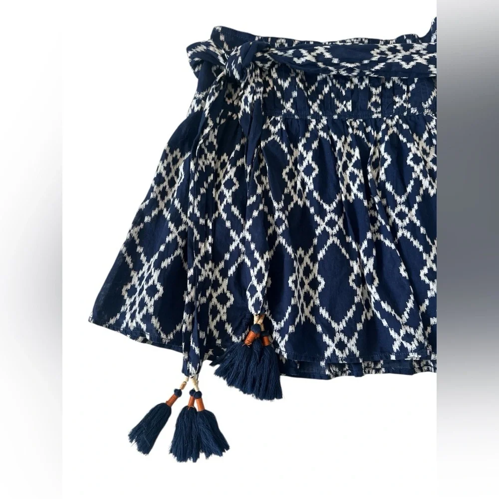 Anthropologie Navy Blue Rimbaud Tie-Waist Cotton Mini Skirt - Picture 5 of 11